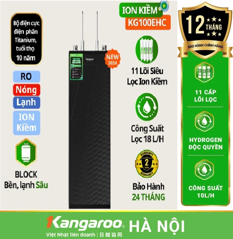 Máy lọc nước Kangaroo Hydrogen ion kiềm nóng lạnh KG100EHC