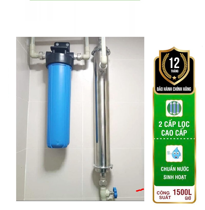 Hệ thống lọc tổng UF Inox và lọc thô nhỏ gọn cho chung cư